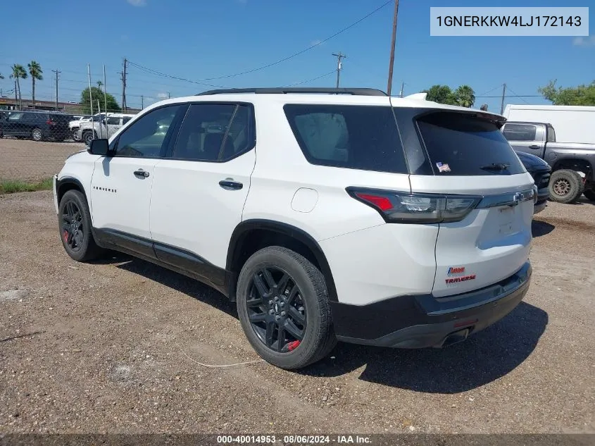 2020 Chevrolet Traverse Fwd Premier VIN: 1GNERKKW4LJ172143 Lot: 40014953