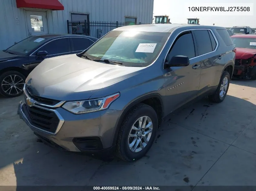 2020 Chevrolet Traverse Fwd Ls VIN: 1GNERFKW8LJ275508 Lot: 40059524