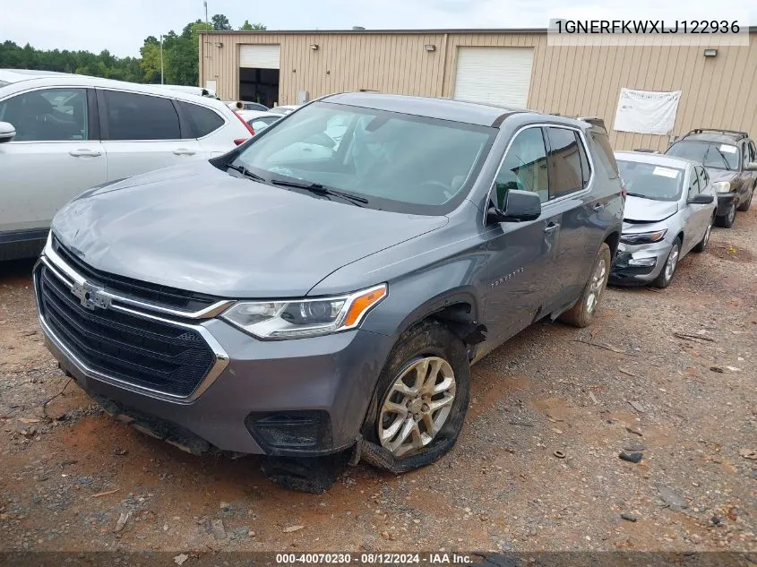 2020 Chevrolet Traverse Fwd Ls VIN: 1GNERFKWXLJ122936 Lot: 40070230