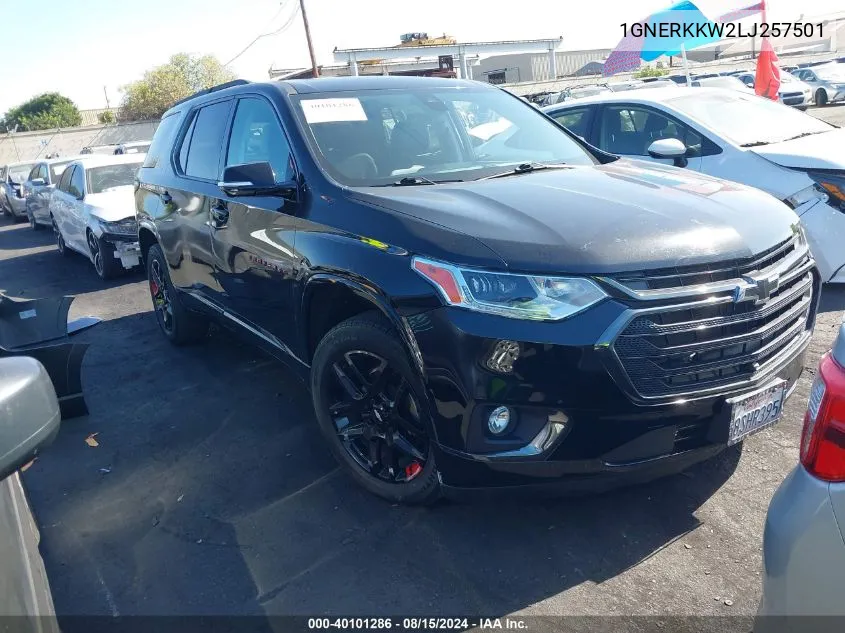 2020 Chevrolet Traverse Fwd Premier VIN: 1GNERKKW2LJ257501 Lot: 40101286