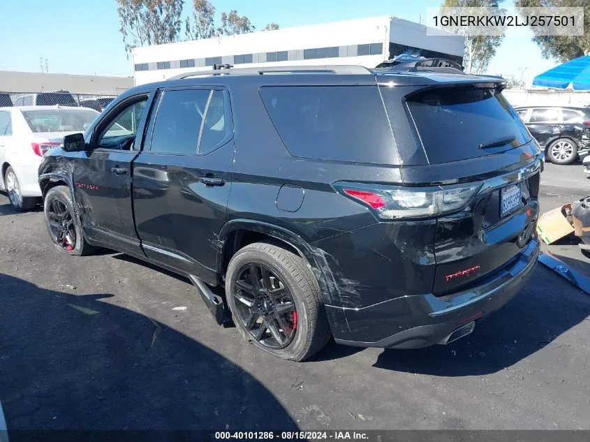 2020 Chevrolet Traverse Fwd Premier VIN: 1GNERKKW2LJ257501 Lot: 40101286