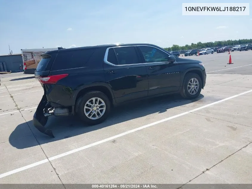 2020 Chevrolet Traverse Awd Ls VIN: 1GNEVFKW6LJ188217 Lot: 40161284