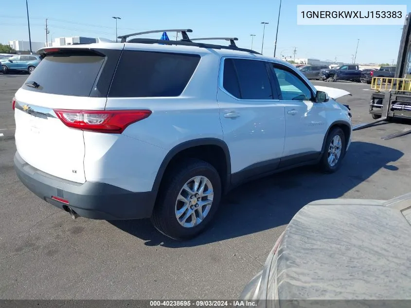 2020 Chevrolet Traverse Fwd Lt Cloth VIN: 1GNERGKWXLJ153383 Lot: 40238695