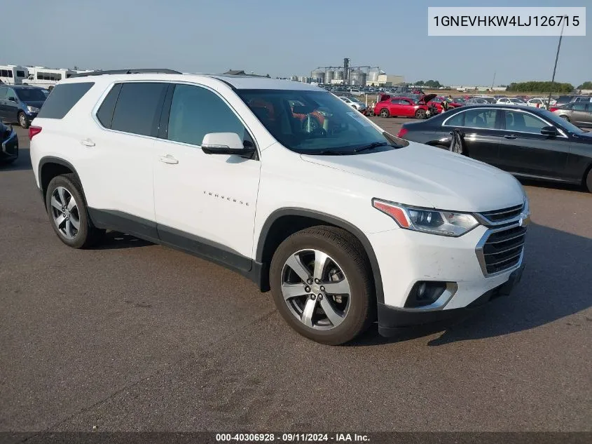 2020 Chevrolet Traverse Lt VIN: 1GNEVHKW4LJ126715 Lot: 40306928