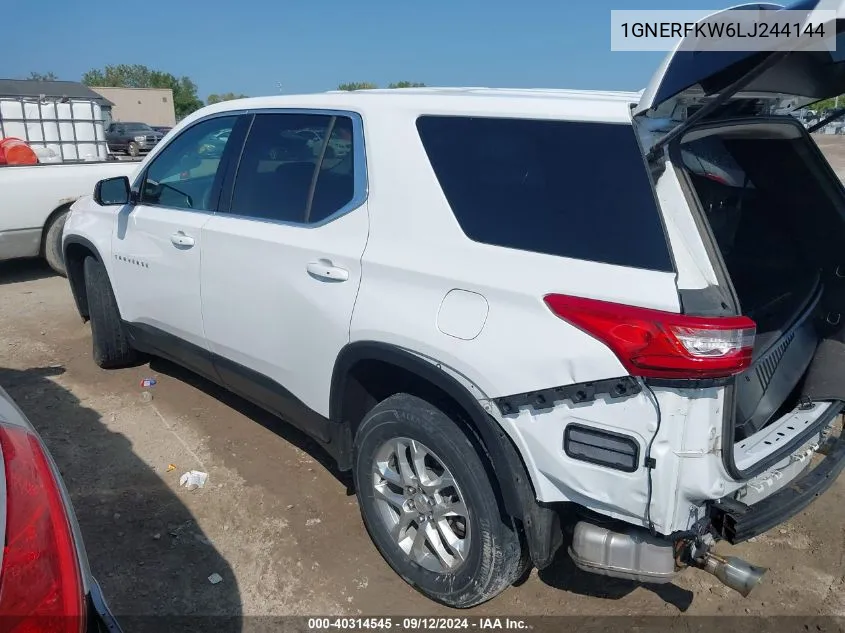 2020 Chevrolet Traverse Fwd Ls VIN: 1GNERFKW6LJ244144 Lot: 40314545