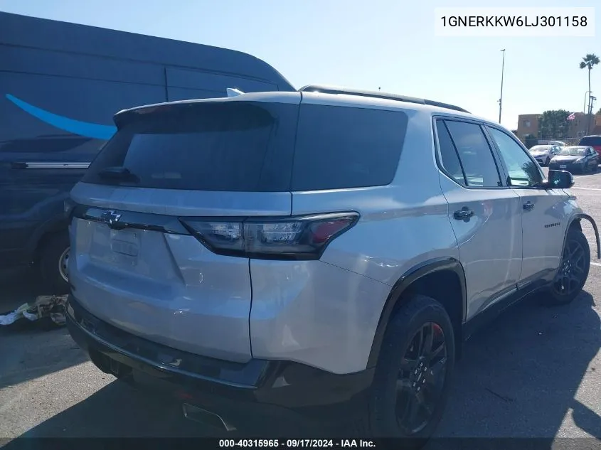 2020 Chevrolet Traverse Fwd Premier VIN: 1GNERKKW6LJ301158 Lot: 40315965