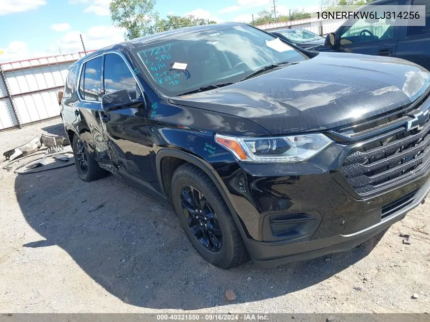 2020 Chevrolet Traverse Fwd Ls VIN: 1GNERFKW6LJ314256 Lot: 40321550