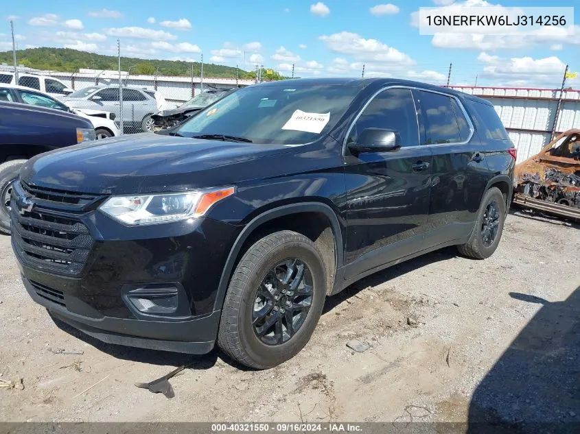 2020 Chevrolet Traverse Fwd Ls VIN: 1GNERFKW6LJ314256 Lot: 40321550