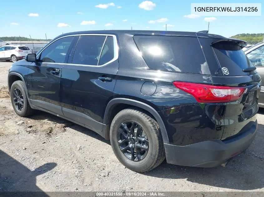 2020 Chevrolet Traverse Fwd Ls VIN: 1GNERFKW6LJ314256 Lot: 40321550