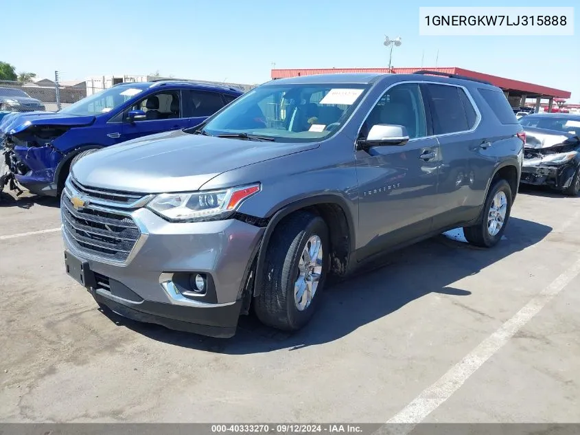 2020 Chevrolet Traverse Fwd Lt Cloth VIN: 1GNERGKW7LJ315888 Lot: 40333270