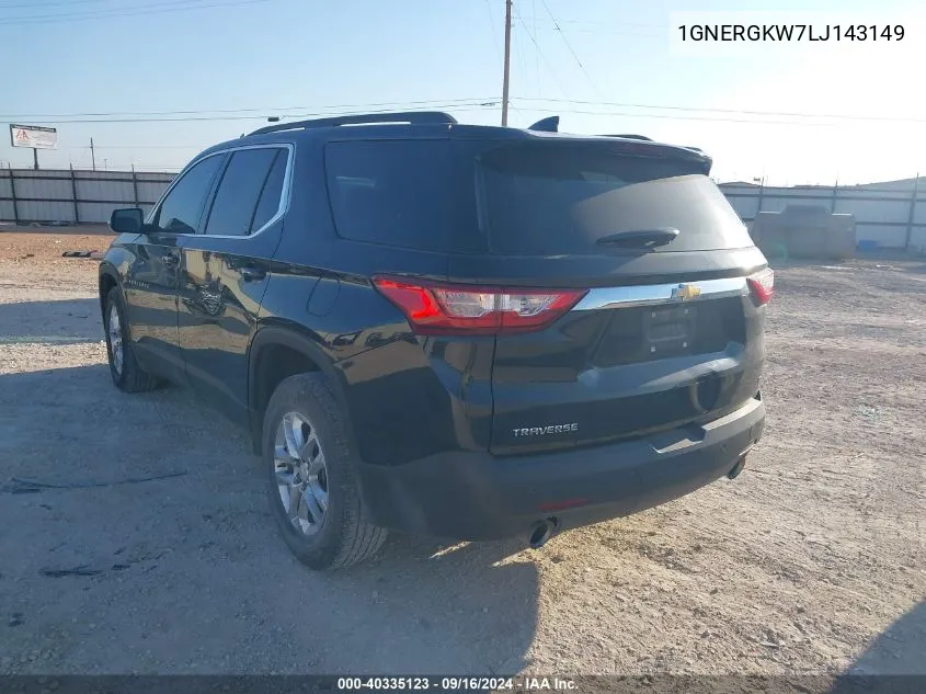 2020 Chevrolet Traverse Lt VIN: 1GNERGKW7LJ143149 Lot: 40335123