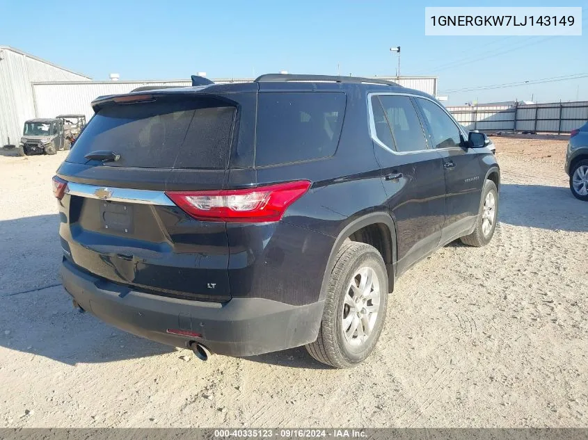 2020 Chevrolet Traverse Lt VIN: 1GNERGKW7LJ143149 Lot: 40335123