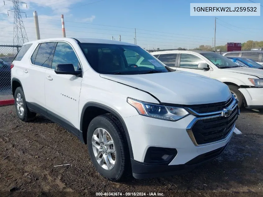 2020 Chevrolet Traverse Fwd Ls VIN: 1GNERFKW2LJ259532 Lot: 40343674