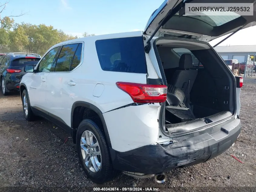 2020 Chevrolet Traverse Fwd Ls VIN: 1GNERFKW2LJ259532 Lot: 40343674