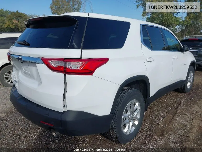 2020 Chevrolet Traverse Fwd Ls VIN: 1GNERFKW2LJ259532 Lot: 40343674