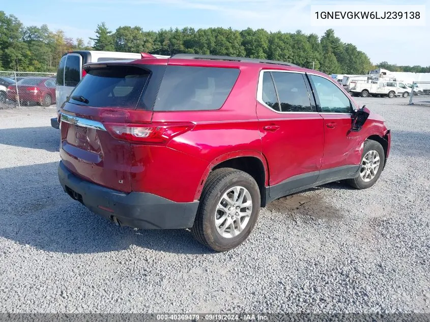 2020 Chevrolet Traverse Awd Lt Cloth VIN: 1GNEVGKW6LJ239138 Lot: 40369479