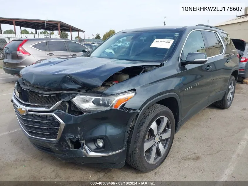 2020 Chevrolet Traverse Fwd Lt Leather VIN: 1GNERHKW2LJ178607 Lot: 40369486