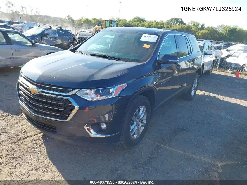 2020 Chevrolet Traverse Fwd Lt Cloth VIN: 1GNERGKW7LJ326924 Lot: 40371598