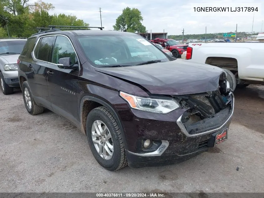 2020 Chevrolet Traverse Fwd Lt Cloth VIN: 1GNERGKW1LJ317894 Lot: 40376811