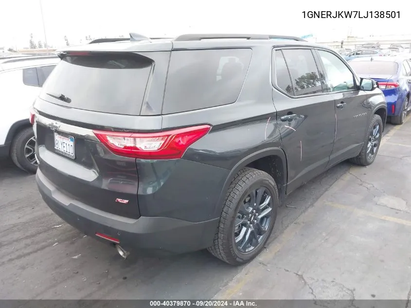 2020 Chevrolet Traverse Fwd Rs VIN: 1GNERJKW7LJ138501 Lot: 40379870