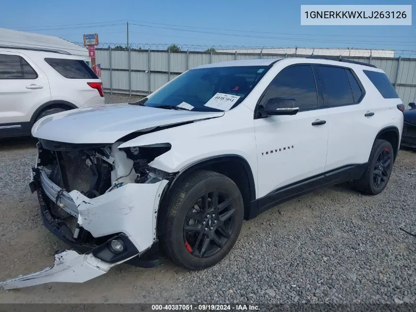 2020 Chevrolet Traverse Fwd Premier VIN: 1GNERKKWXLJ263126 Lot: 40387051