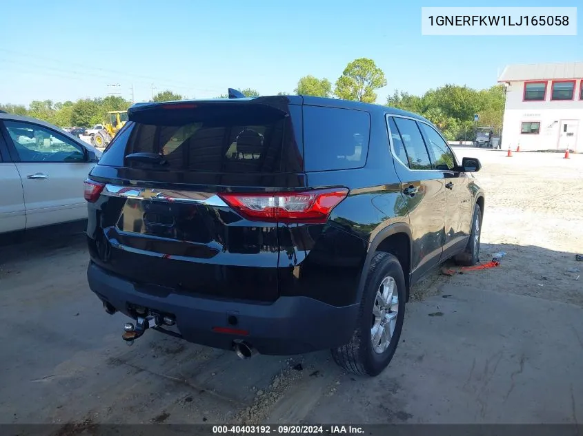 2020 Chevrolet Traverse Fwd Ls VIN: 1GNERFKW1LJ165058 Lot: 40403192