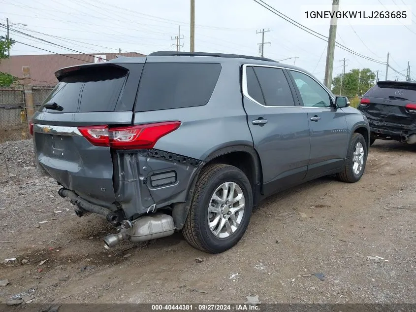 1GNEVGKW1LJ263685 2020 Chevrolet Traverse Awd Lt Cloth