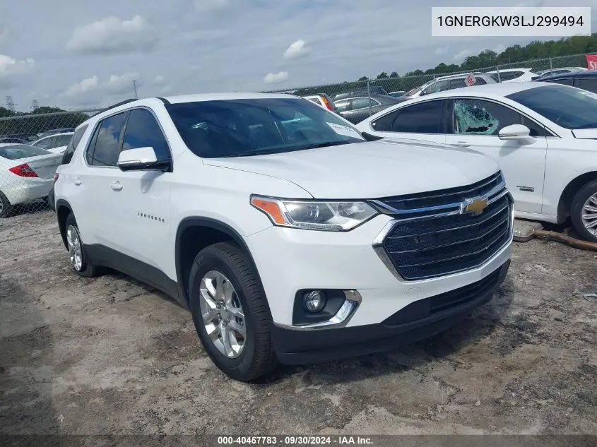 2020 Chevrolet Traverse Fwd Lt Cloth VIN: 1GNERGKW3LJ299494 Lot: 40457783