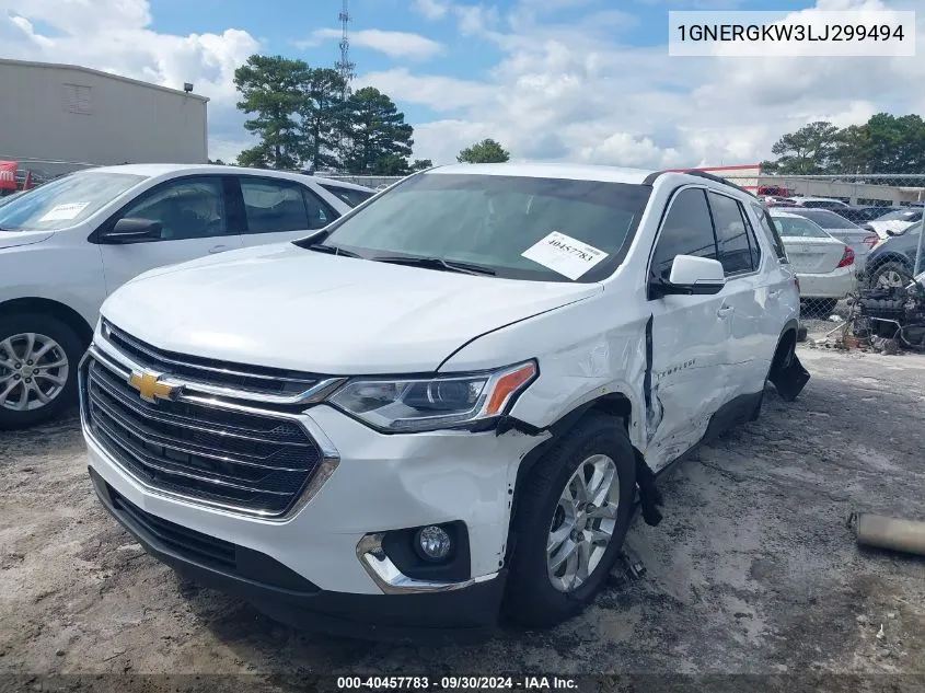 2020 Chevrolet Traverse Fwd Lt Cloth VIN: 1GNERGKW3LJ299494 Lot: 40457783