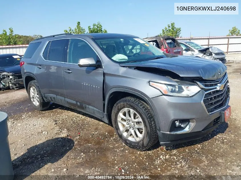 2020 Chevrolet Traverse Fwd Lt Cloth VIN: 1GNERGKWXLJ240698 Lot: 40492784