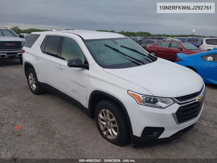 2020 Chevrolet Traverse Ls VIN: 1GNERFKW6LJ292761 Lot: 40503243