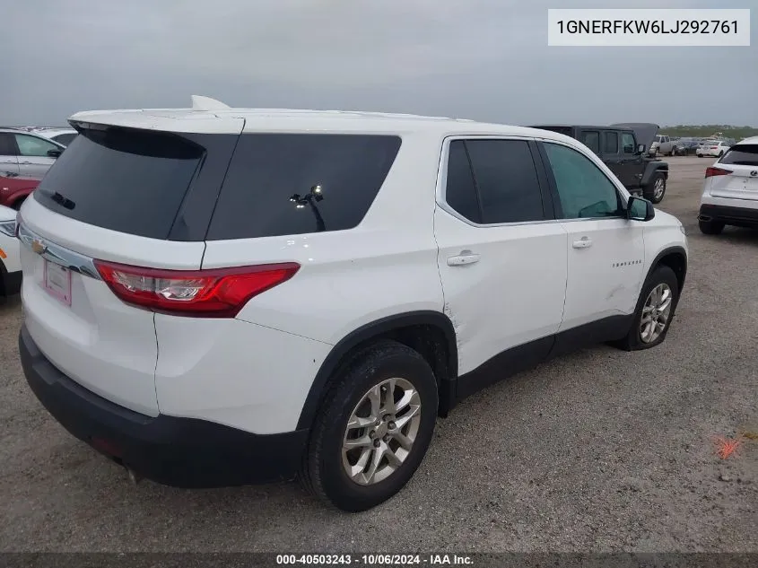 1GNERFKW6LJ292761 2020 Chevrolet Traverse Ls