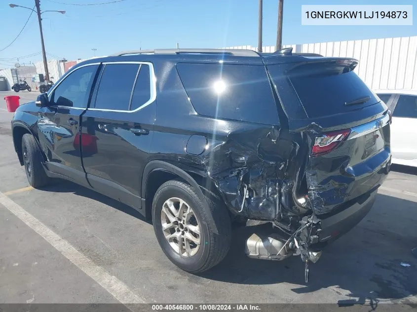 2020 Chevrolet Traverse Fwd Lt Cloth VIN: 1GNERGKW1LJ194873 Lot: 40546800