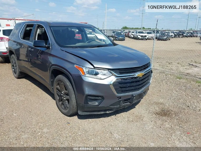 2020 Chevrolet Traverse Fwd Ls VIN: 1GNERFKW0LJ188265 Lot: 40554435