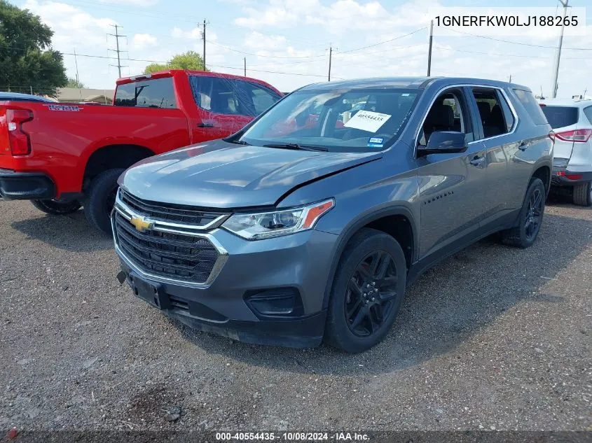 2020 Chevrolet Traverse Fwd Ls VIN: 1GNERFKW0LJ188265 Lot: 40554435