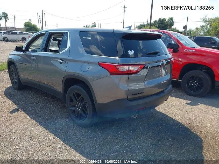 2020 Chevrolet Traverse Fwd Ls VIN: 1GNERFKW0LJ188265 Lot: 40554435