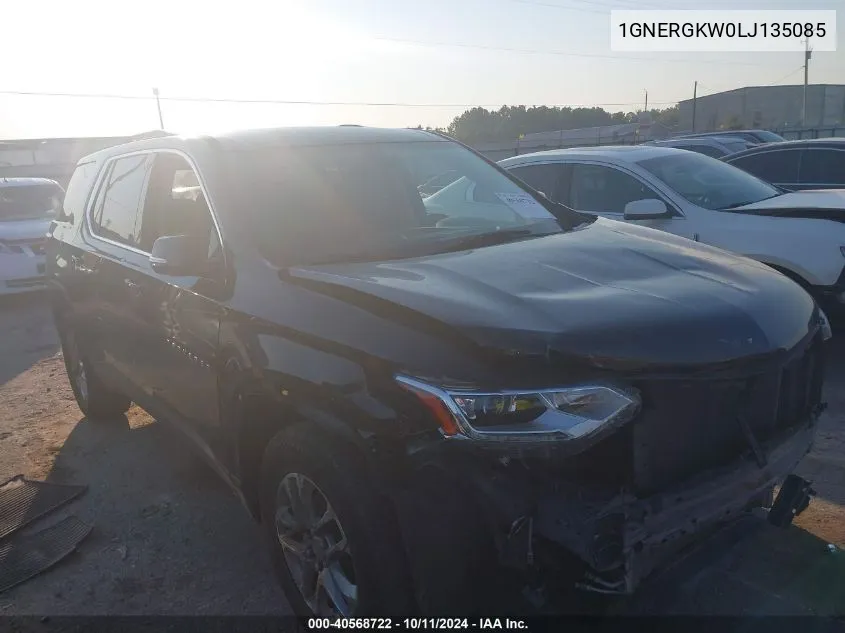 2020 Chevrolet Traverse Fwd Lt Cloth VIN: 1GNERGKW0LJ135085 Lot: 40568722