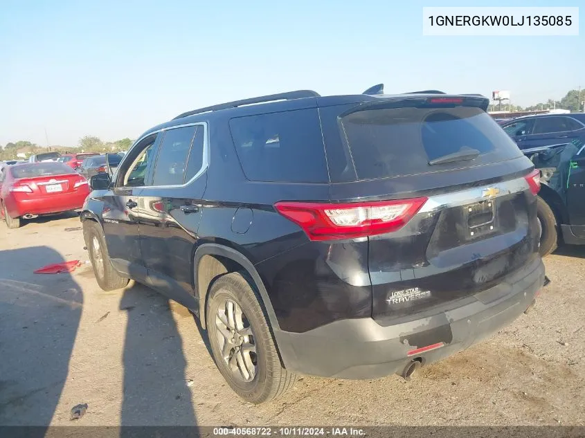 2020 Chevrolet Traverse Fwd Lt Cloth VIN: 1GNERGKW0LJ135085 Lot: 40568722