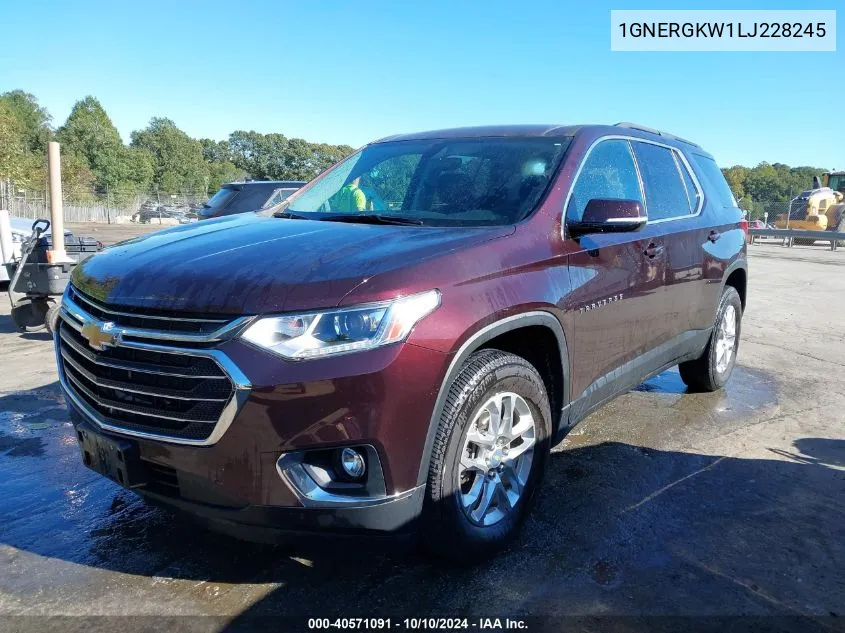 2020 Chevrolet Traverse Fwd Lt Cloth VIN: 1GNERGKW1LJ228245 Lot: 40571091