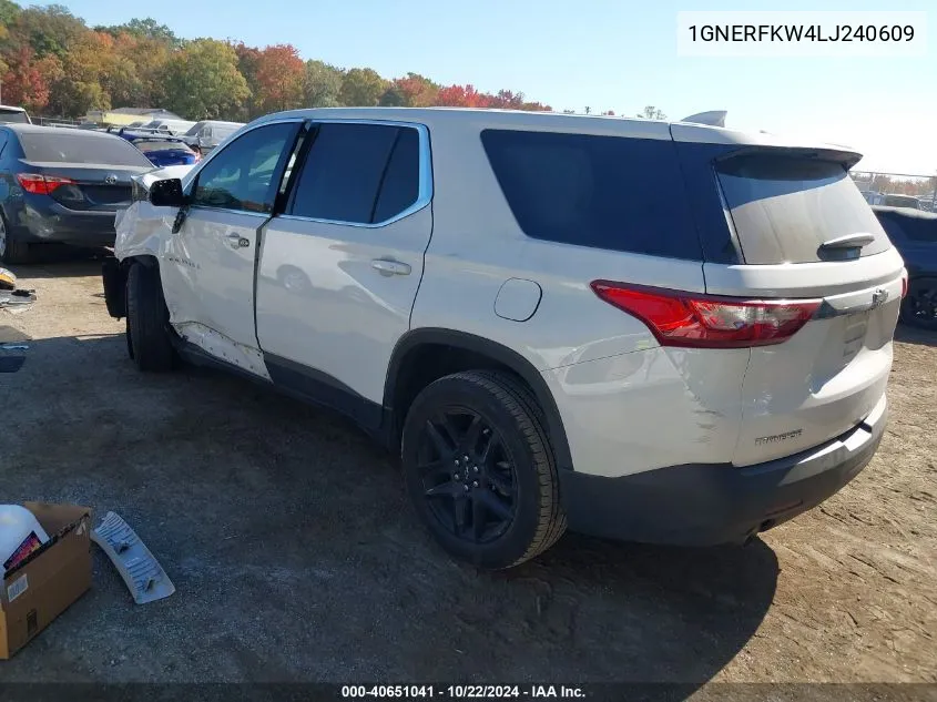 2020 Chevrolet Traverse Fwd Ls VIN: 1GNERFKW4LJ240609 Lot: 40651041