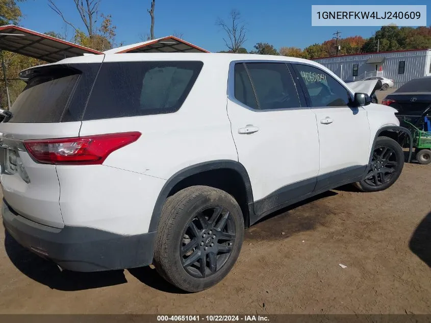 2020 Chevrolet Traverse Fwd Ls VIN: 1GNERFKW4LJ240609 Lot: 40651041