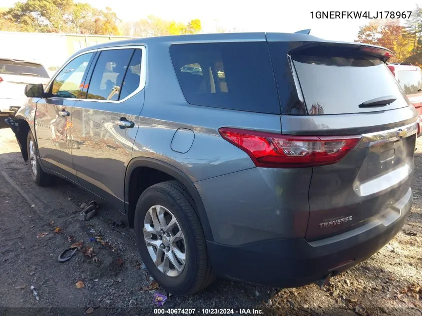 2020 Chevrolet Traverse Fwd Ls VIN: 1GNERFKW4LJ178967 Lot: 40674207