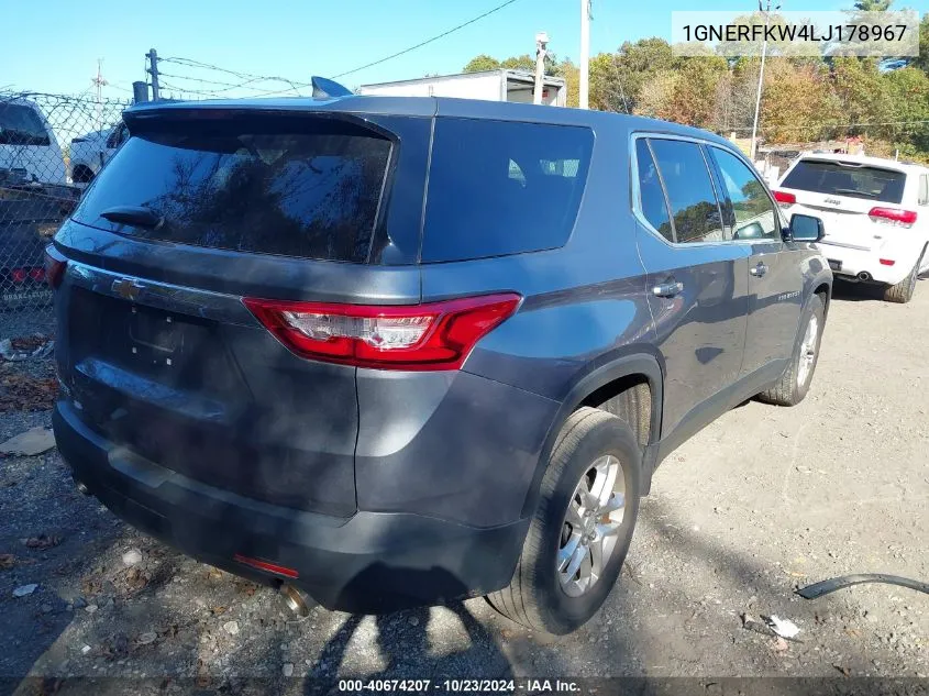 2020 Chevrolet Traverse Fwd Ls VIN: 1GNERFKW4LJ178967 Lot: 40674207