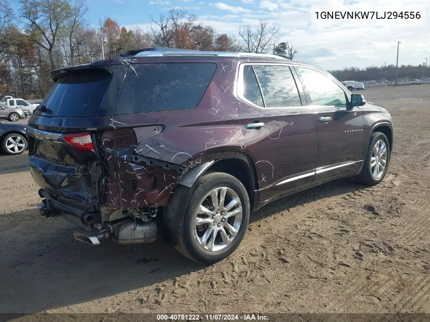 2020 Chevrolet Traverse Awd High Country VIN: 1GNEVNKW7LJ294556 Lot: 40751222