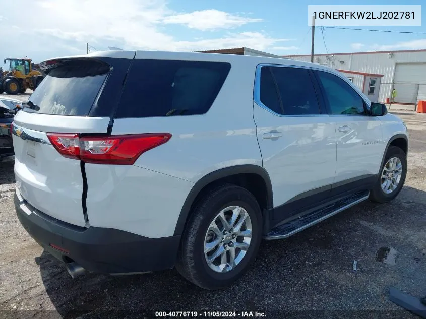 2020 Chevrolet Traverse Fwd Ls VIN: 1GNERFKW2LJ202781 Lot: 40776719