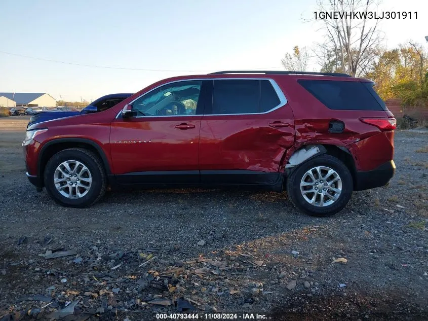 2020 Chevrolet Traverse Awd Lt Leather VIN: 1GNEVHKW3LJ301911 Lot: 40793444