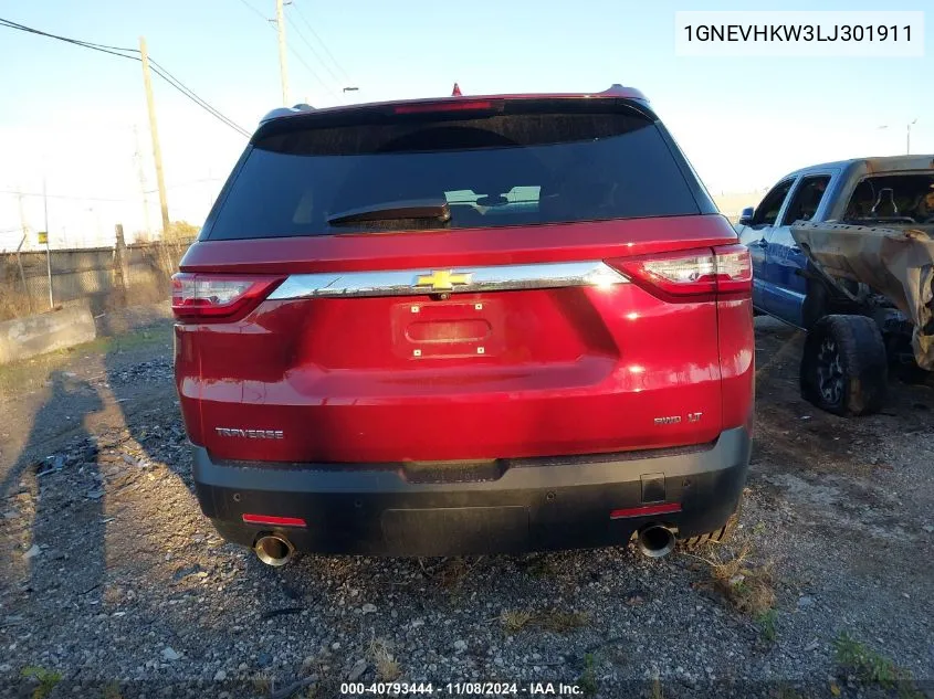 2020 Chevrolet Traverse Awd Lt Leather VIN: 1GNEVHKW3LJ301911 Lot: 40793444