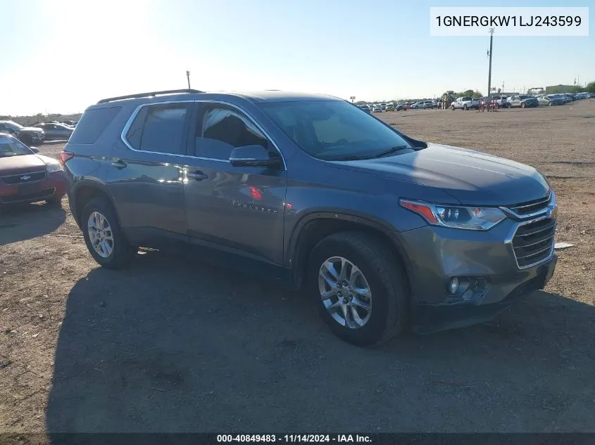 2020 Chevrolet Traverse Fwd Lt Cloth VIN: 1GNERGKW1LJ243599 Lot: 40849483