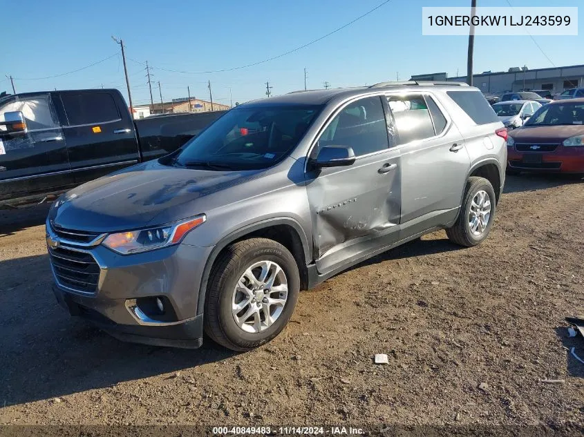 2020 Chevrolet Traverse Fwd Lt Cloth VIN: 1GNERGKW1LJ243599 Lot: 40849483