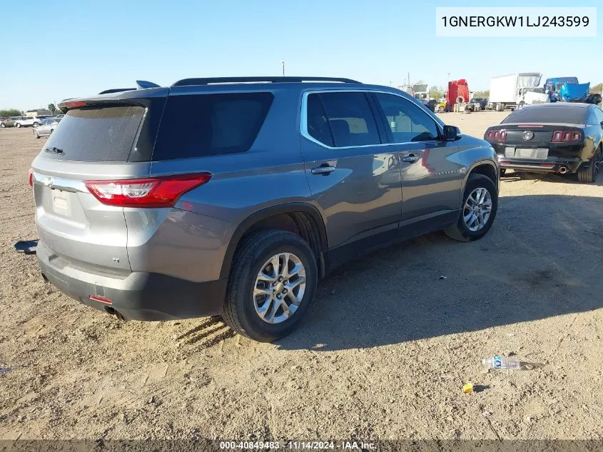 2020 Chevrolet Traverse Fwd Lt Cloth VIN: 1GNERGKW1LJ243599 Lot: 40849483